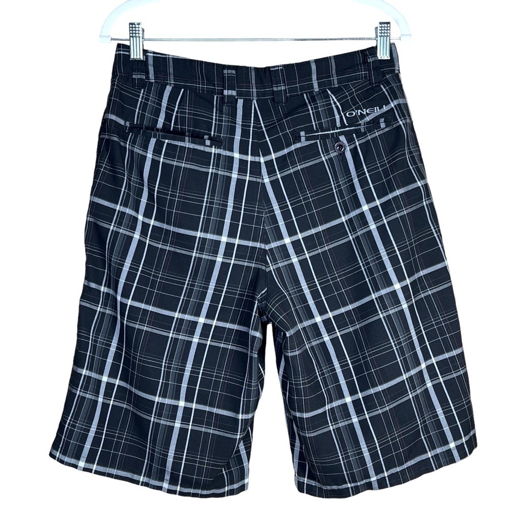 O’Neill Men’s Black & White Plaid Bermuda Length Shorts Size 30 EUC - Picture 6 of 10